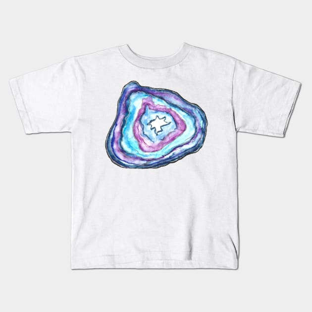 Blue Watercolor Geode by Skye Rain Art Kids T-Shirt by Skye Rain Art
